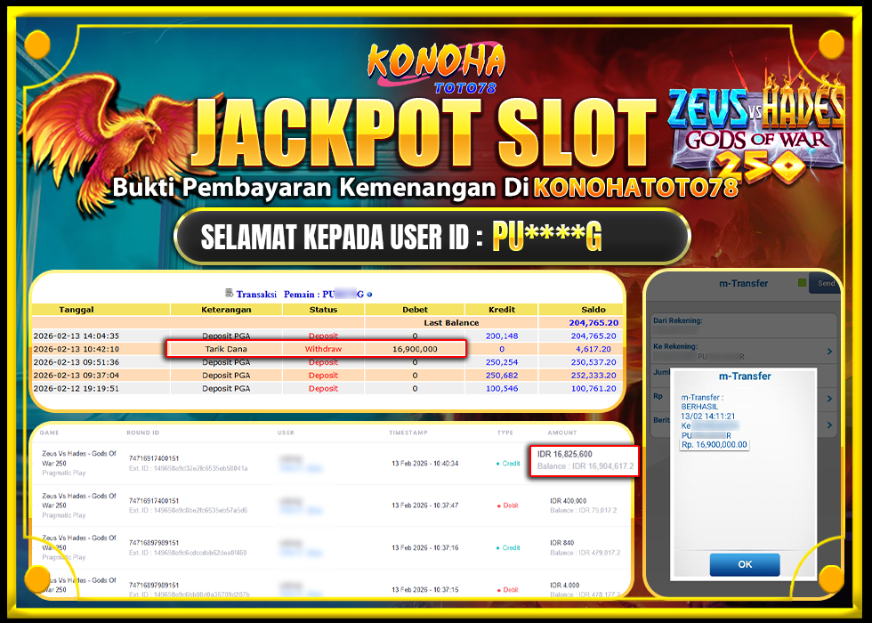 KONOHATOTO78 JACKPOT ZEUS VS HADES GODS OF WAR 250 Rp16.900.000,LUNAS     